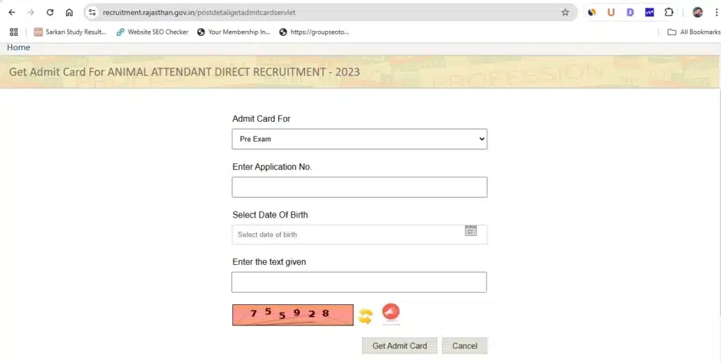 Rajasthan Pashu parichar Admit Card 2024 Rsmssb Animal Attendant Admit Card 2024